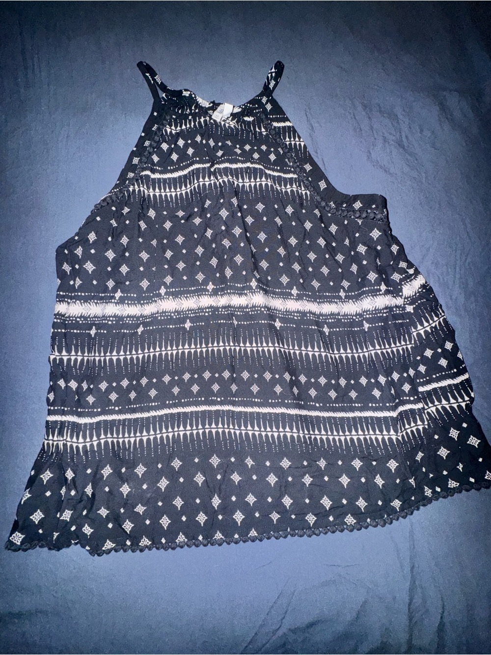 Mudd Navy and White Printed Halter Camisole